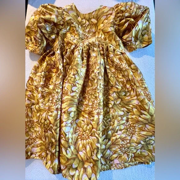 Kika Vargas x Target Gold Mum Floral Puff Sleeve Dress XS - Picture 4 of 10